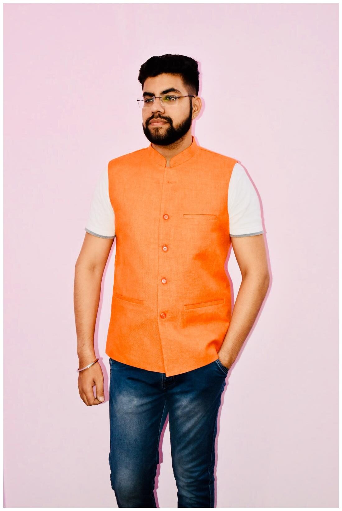 modi jacket with shirt and jeans