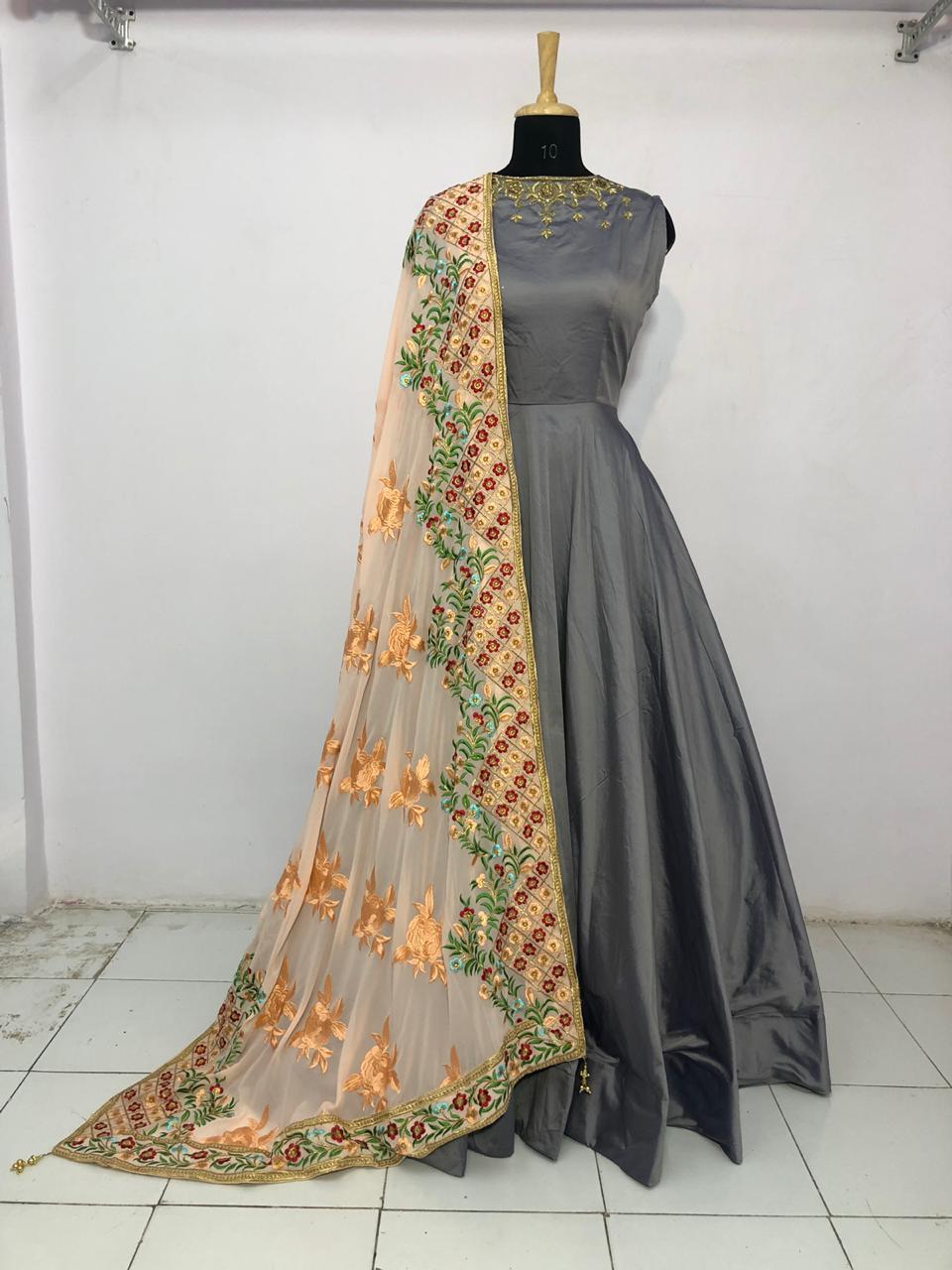 gown with heavy dupatta