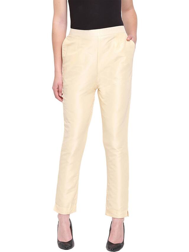 RIVI Beige Womens Taffeta Silk Trouser