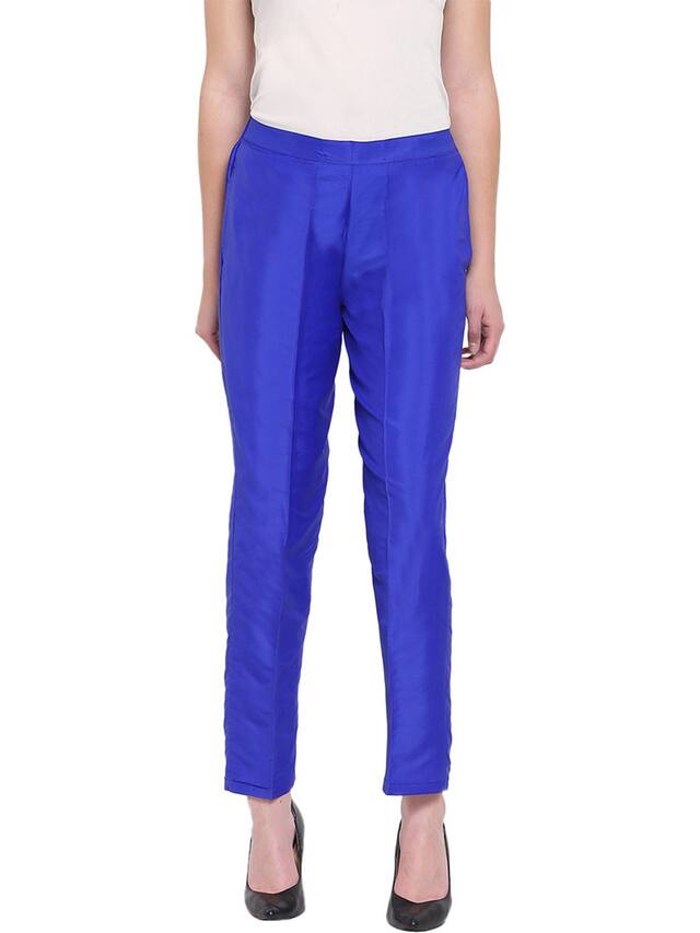 RIVI Royal Blue Womens Taffeta Silk Trouser