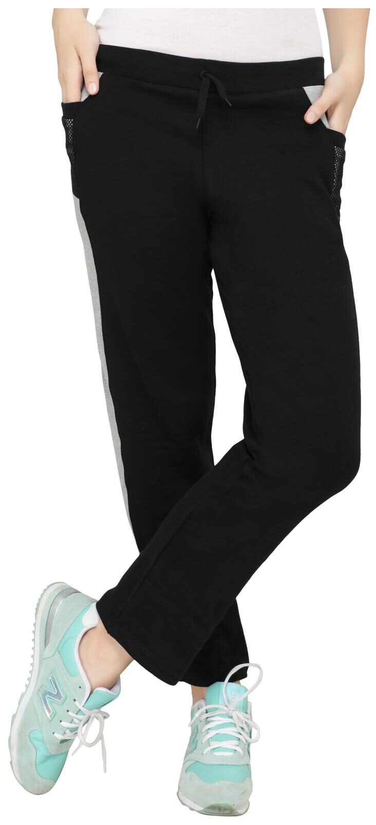 black cotton full length track pant
