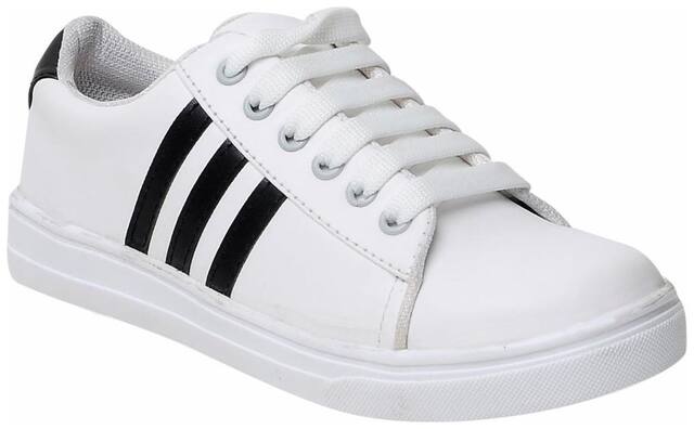 Maysun Women's White Lace-up Comfortable Canvas Casual Shoes