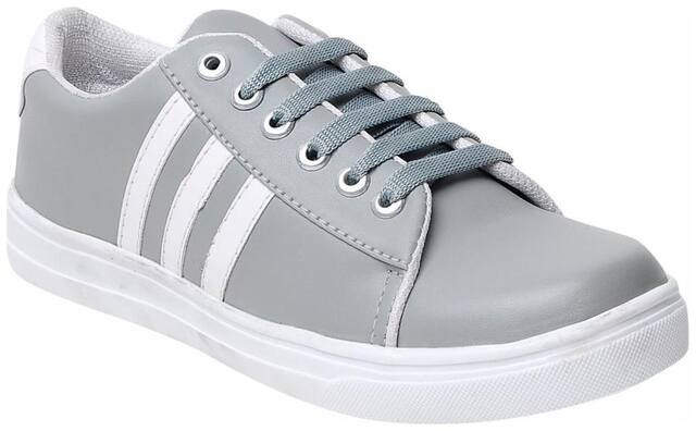 Maysun Women's Grey Lace-up Comfortable Canvas Casual Shoes