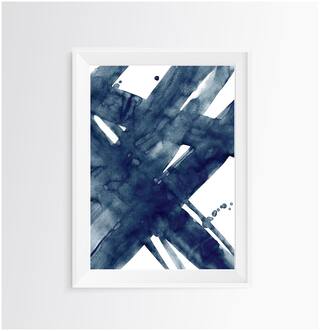 Buy Abstract Painting Navy Blue Watercolour Wall Art Print Brush