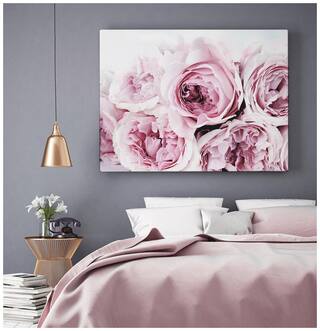 Buy Bedroom Wall Decor Peony Art Print Pink And Grey Floral Framed