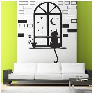 Decor Villa Alone Girl Wall Decal & Sticker Black Color 
