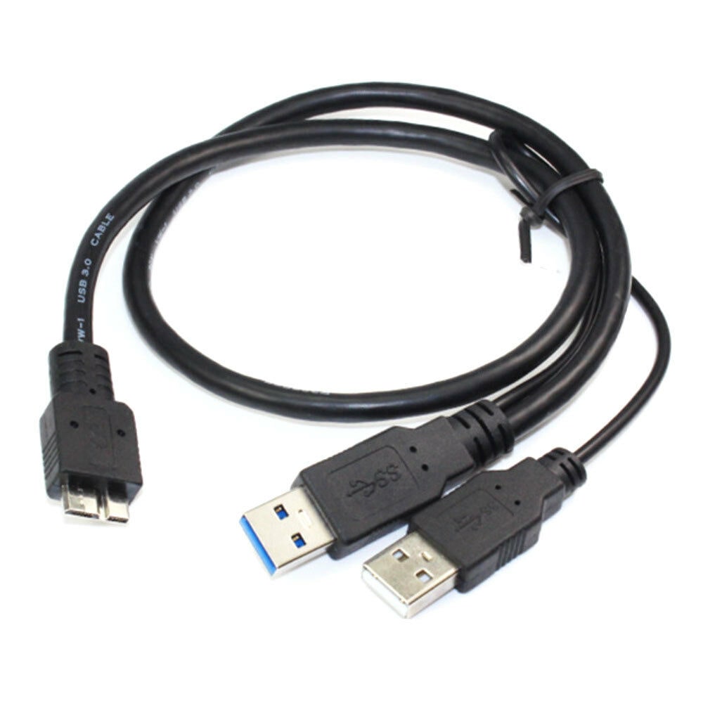 

1 6ft Dual USB-A Male USB Power to Micro USB 3 0 Y cable for Mobile Hard disk