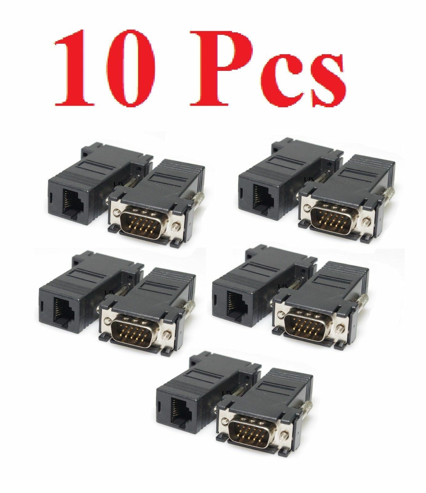 

10 Pcs Extender VGA Male to LAN CAT5 CAT6 RJ45 Network Cable Female Adapter