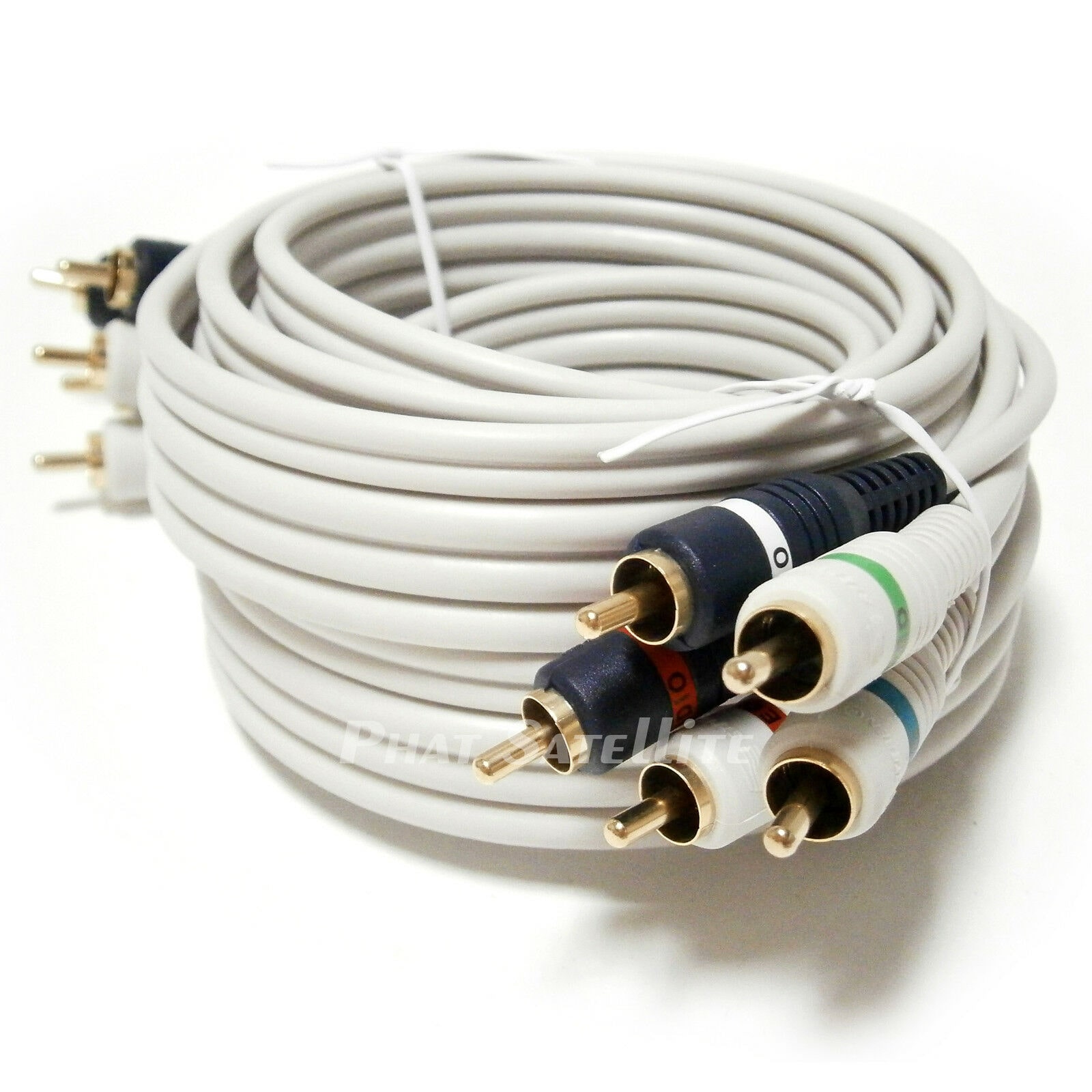 

12 FT WHITE Component HDTV HIGH QUALITY Video AUDIO 5 wire RCA 12 Patch Cable