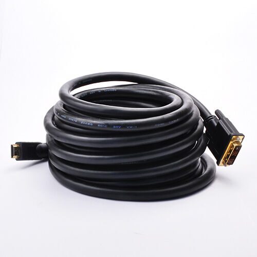 

24AWG HDMI Male to DVI-D Single Link Male Cable w Gold Connectors 33Ft - 50Ft