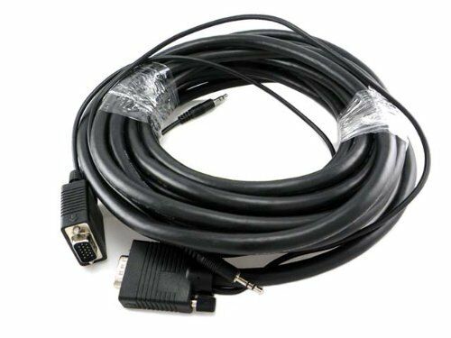 

25 FT SVGA Super VGA HD15 M Male to Male Cable 3 5mm Audio for Monitor TV New
