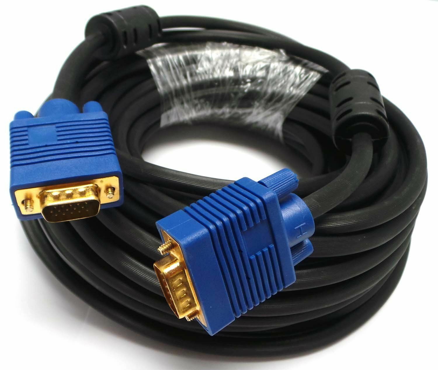 

25FT 15PIN GOLD PLATED BLUE SVGA VGA ADAPTER Monitor Male Cable CORD FOR PC HDTV