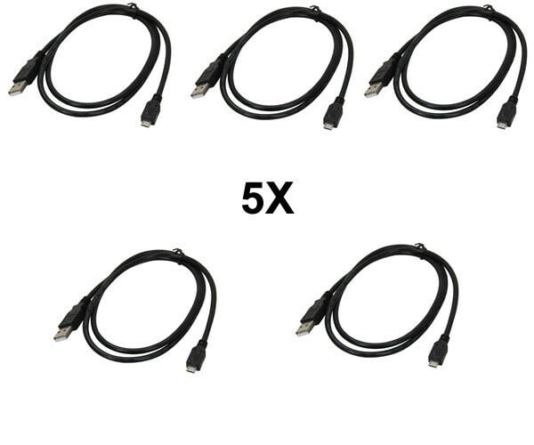 

3Ft USB 2 0 A Male to Micro-B 5pin Male Charging Cables (Lot of 5 Cables)