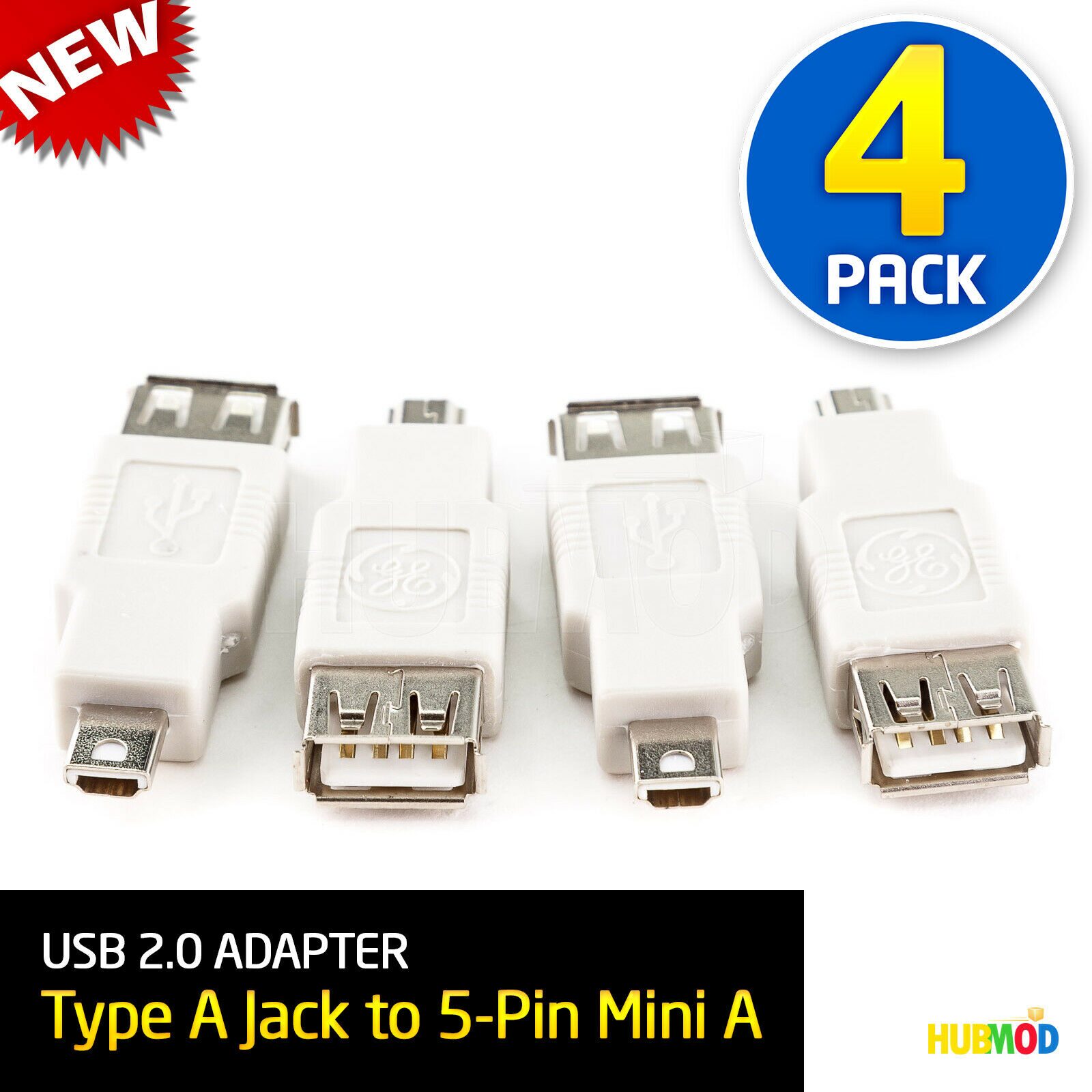 

4 X GE USB Standard Type A Male to Mini Adapter Connector for Flash Drive Dongle