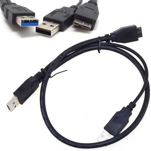 

50cm USB 3 0 Y Power Data Cable Cord for Toshiba Canvio Portable HDTC610XR3B1