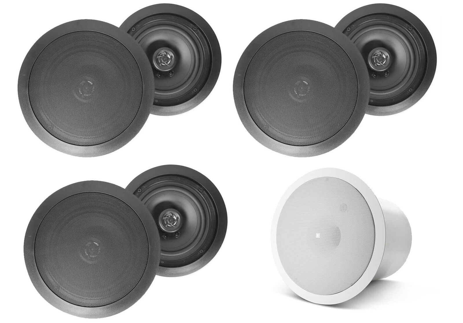 

(6) HC85 8 700 Watt Black In-Ceiling Home Theater Speakers JBL Subwoofer