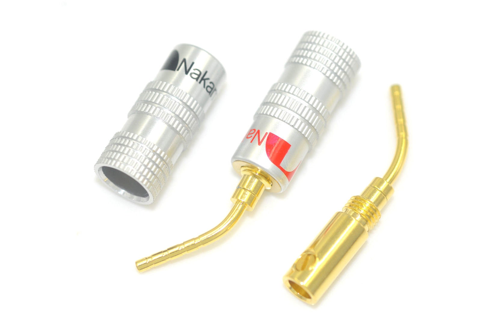 

6 Pairs 2mm Pin Gold Angle Nakamichi Banana Plug Screw Connectors N0512DN USA