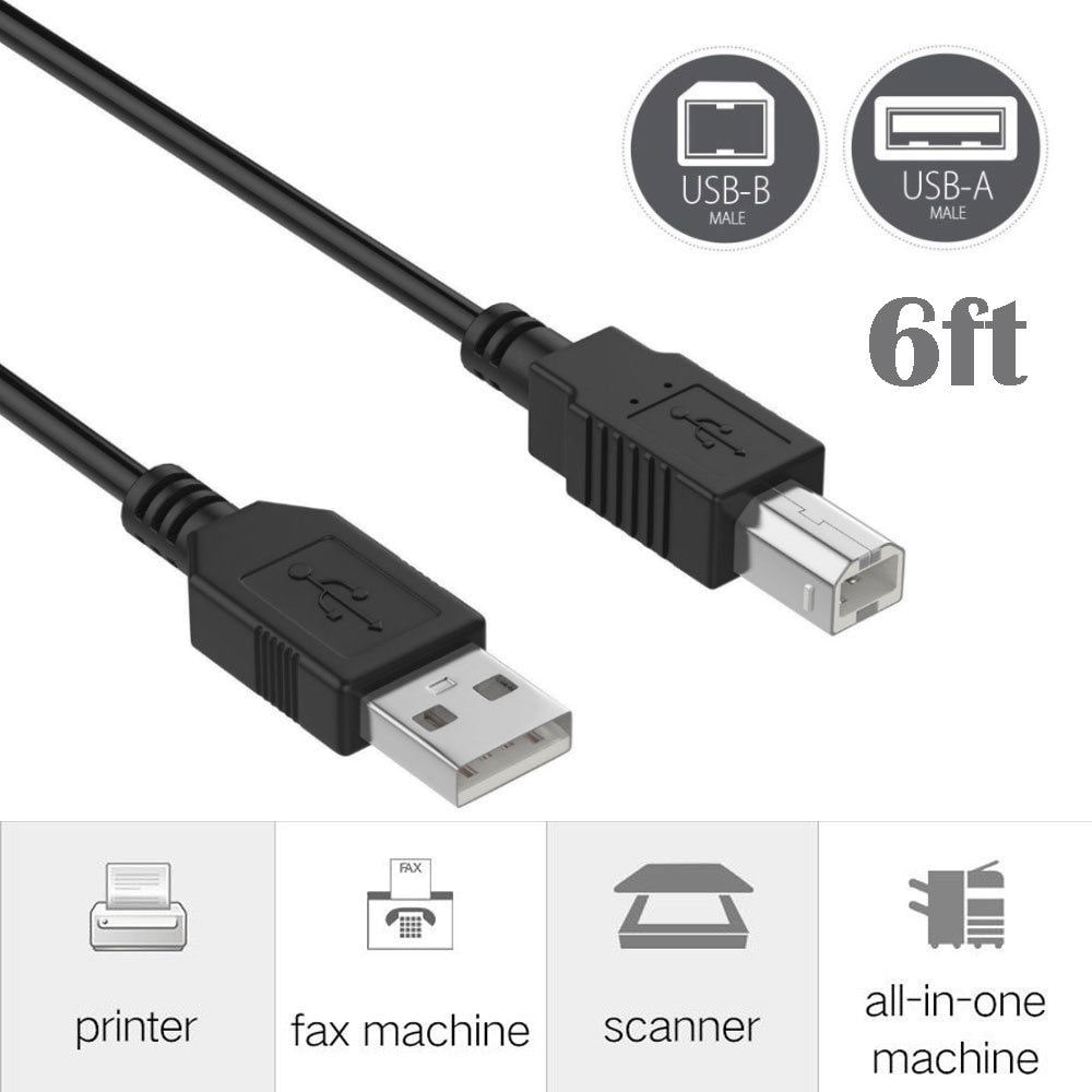 

6ft USB 2 0 Cable Cord Lead for E pson Printer WF2660 WF-3530 WF-3620