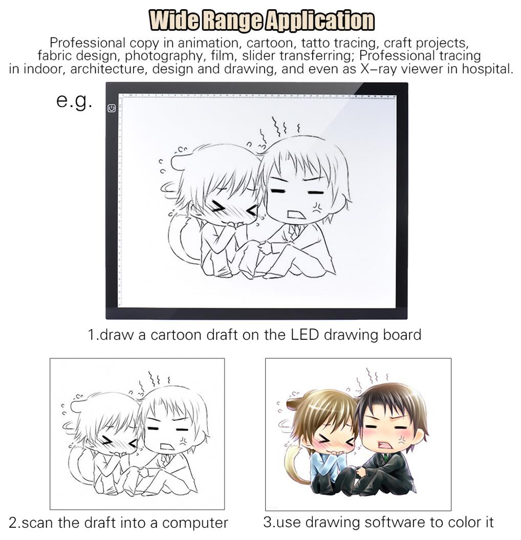 Buy A3 47 * 37cm 21.4 Inch LED Artist Stencil Board Tattoo Drawing Tracing Table Display
