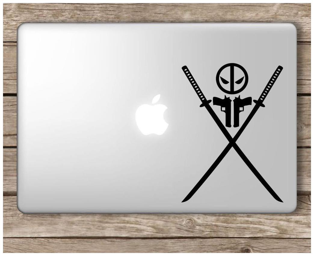 

ARWY Deadpool Logo Weapons Marvel Superhero Laptop Vinyl Sticker (Black) standard size