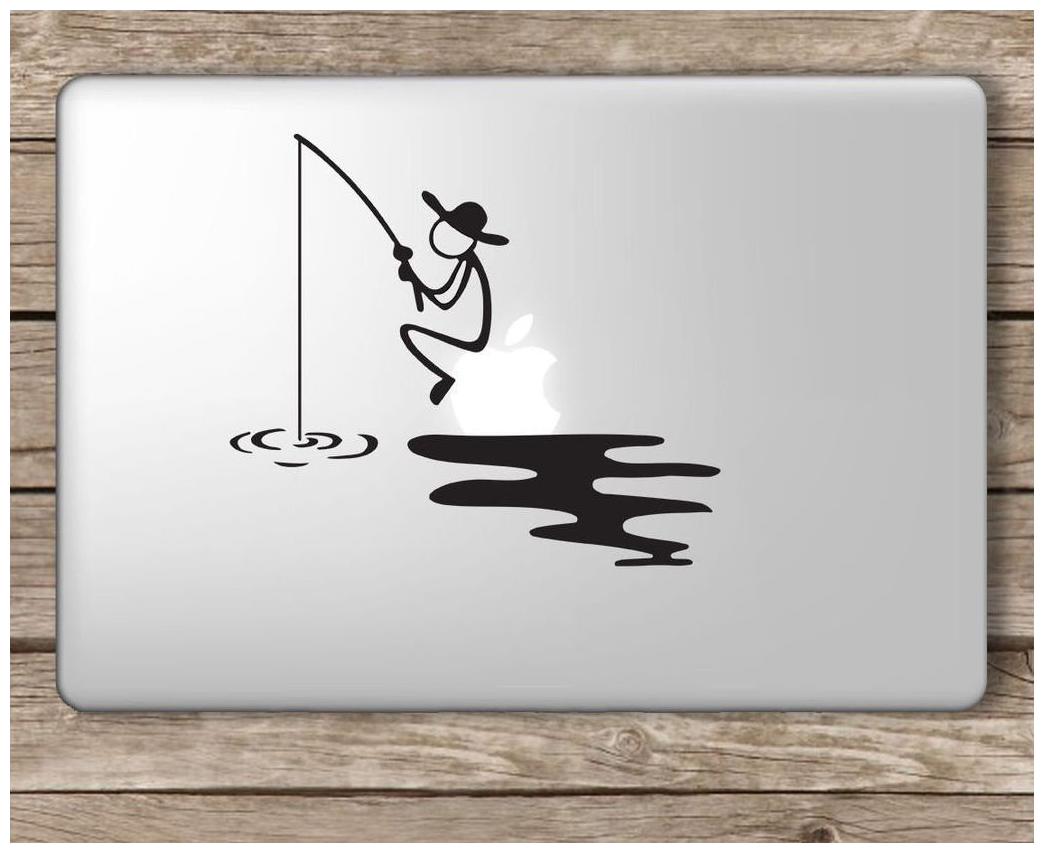 

ARWY Stick Figure Fishing Laptop Vinyl Sticker (Black) Srabdard size