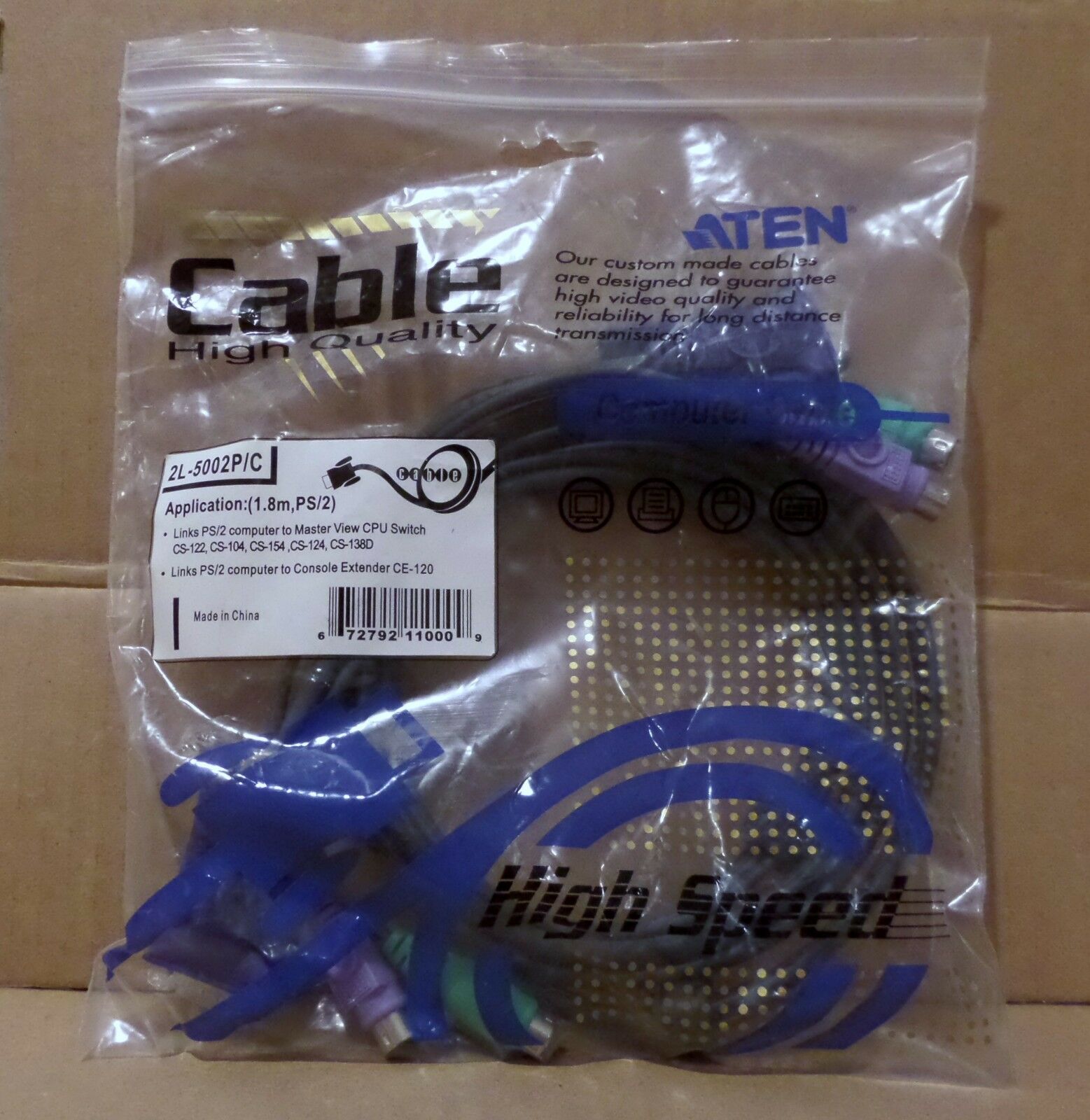 

ATEN 2L-5002P C Master View 6FT PS 2 KVM Switch to Computer Cables