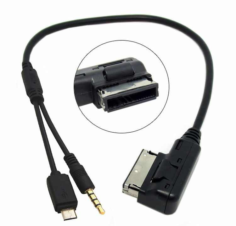 

Audi AMI MDI to Stereo 3 5mm Aux Micro USB Charged Adapter Cable For VW USA