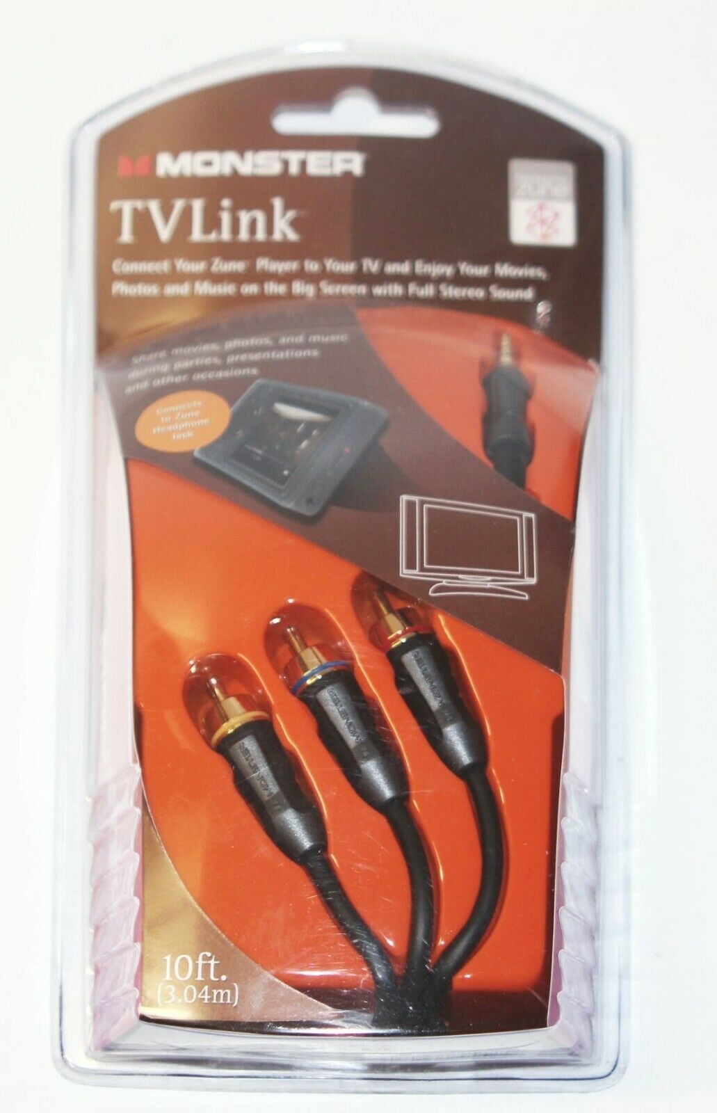 

(Brand New) Monster TV Link Connection Cable For Zune 10 Feet 3 04 Meters