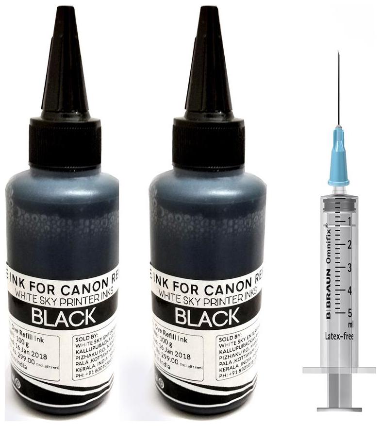 

White Sky Canon Printer Black Refill Ink for Canon Pixma MX 328 MX 338 MX 340 MX 341 MX 347 MX 357 MX 366 MX 377 MX 397 200ml Ink with Syringe