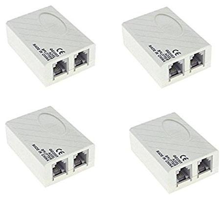 

Capslock Adsl Vdsl Apdt Splitter For Landline Telephone And Broadband Modem Box Internet Phone Filter Splitter - 6P2C Rj 11 Female Jack To 2X 6P2C Double Female Jack Adaptor (Pack Of 4)