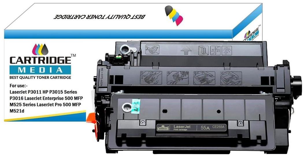 

CARTRIDGE MEDIA 55A Compatible for Hp CE255A Black Toner Cartridge for HP Laserjet Printer- P3010 P3015 P3015d P3015dn P3015x Black Ink Toner