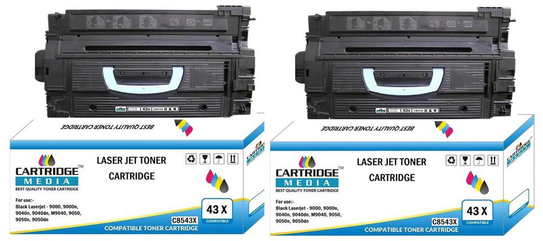

CARTRIDGE MEDIA 43X Compatible Toner Cartridge C8543X Black HP Laserjet Printer - 9000 9000n 9040n 9040dn M9040 9050 9050n 9050dn Single Color Toner (Black Pack of 2)