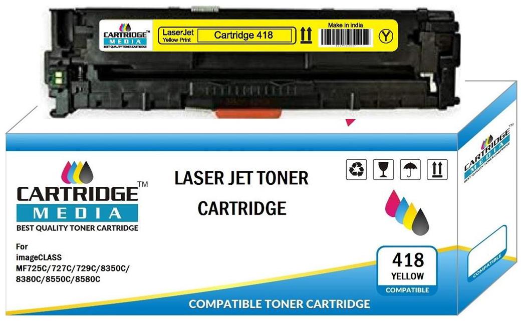 

CARTRIDGE MEDIA CRG 418 Yellow Compatible Toner Cartridge for Use In Laserjet Printer IMAGECLASS MF8350CDN MF8350CD MF8380CDW MF8380CDW MF729CX MF729CX 729CX Color Toner Cartridge (Yellow)
