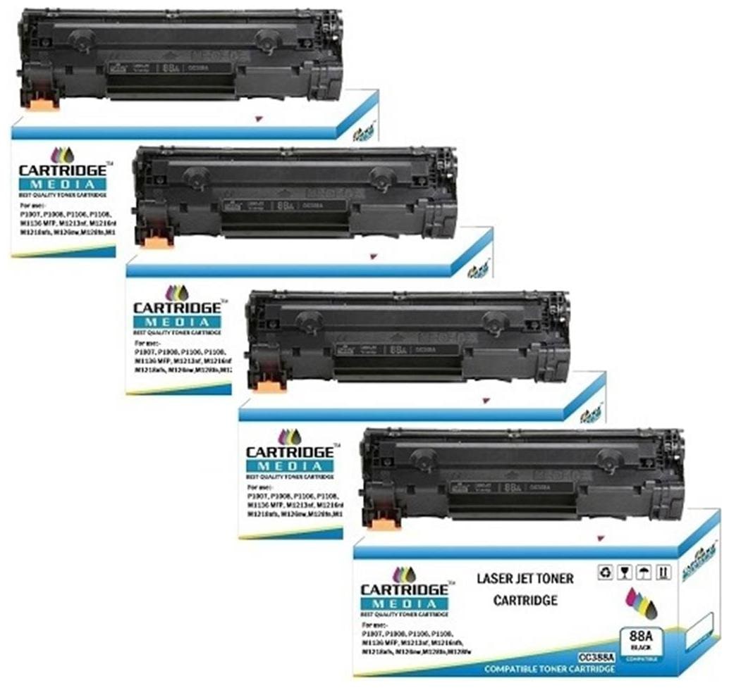 

C M CC388A Black CompatIble for HP 88A TONER CARTRIDGE FOR HP Laserjet Printer P1007 P1008 P1106 P1108 M202 M202n M202dw M126nw M128fn M128fw M226dw M226dn M1136 M1213nf M1216nfh M1218nfs (Pack of 4)