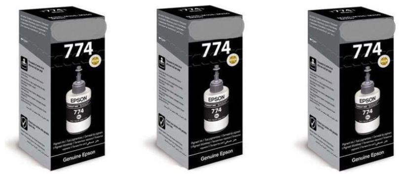 

Cartridge Vista Epson T7741 Ink Black Pack of 3 Ink bottle for Compatible with EcoTank Epson T774 T7741 M100 M105 M200 M205 L655