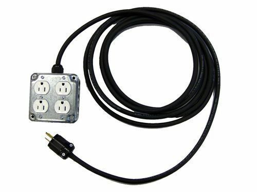 

CBI Quad Duplex Box w 4 AC Outlets 50 12 3 Hardwired Power Cable USA Made