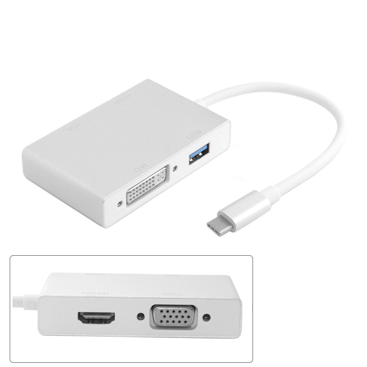 

Combo USB-C USB 3 1 Type C to USB OTG HDMI DVI VGA Adapter for Laptop
