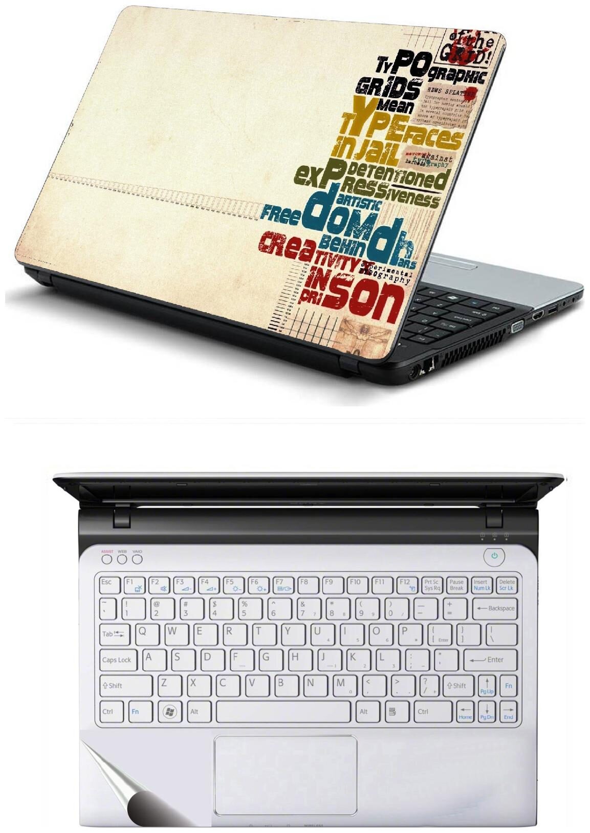 

Creative Typography Laptop Skin with Palmrest Skin for All Laptop - Notebook