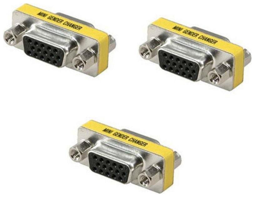 

De-Techinn Pack Of 3 pcs VGA Mini Gender Changer Connector Jointer Female To Female Media Streaming Device