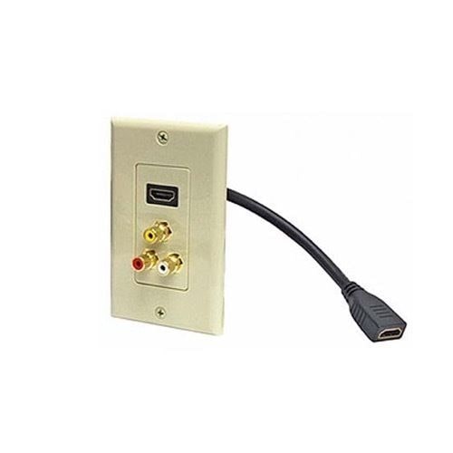 

Eagle HDMI Wall Plate Ivory Pig Tail 3 RCA Jack Composite RYW Stereo Combo