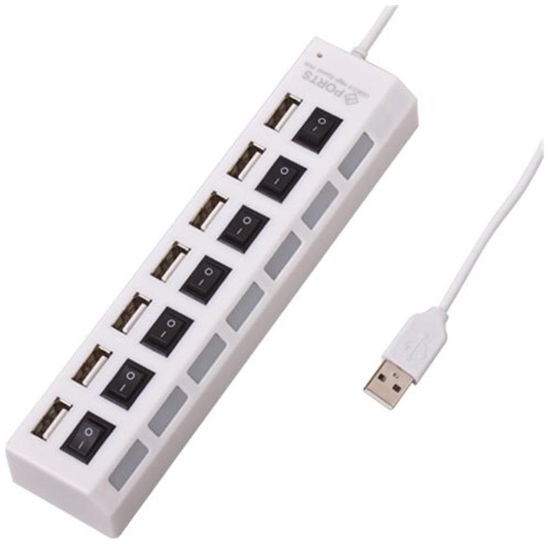 ECellStreet 7 Port USB3.0/2.0 Hub With Independent Switches White