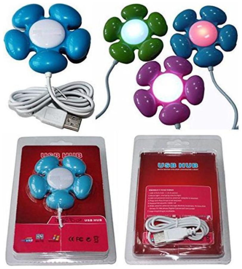

Ever Forever 4 port USB Hub 2 0 With Color Changing Light Assorted