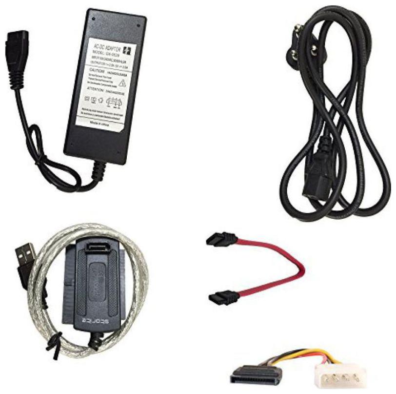 Ever Forever SATA/IDE to USB 2.0 Adapter With Power Supply Supports 2.5 inch, 3.5 inch, 5.25 inch Hard Disk Drives USB Adapter Black