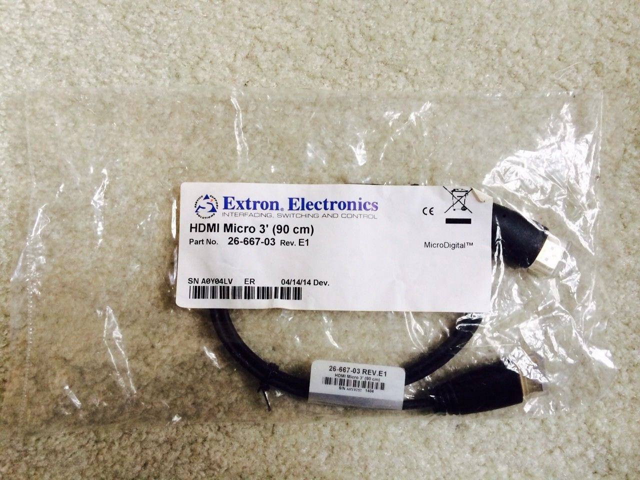 

Extron 26-667-03 HDMI Micro Flexible High Speed 3ft 90cm Connector Cable