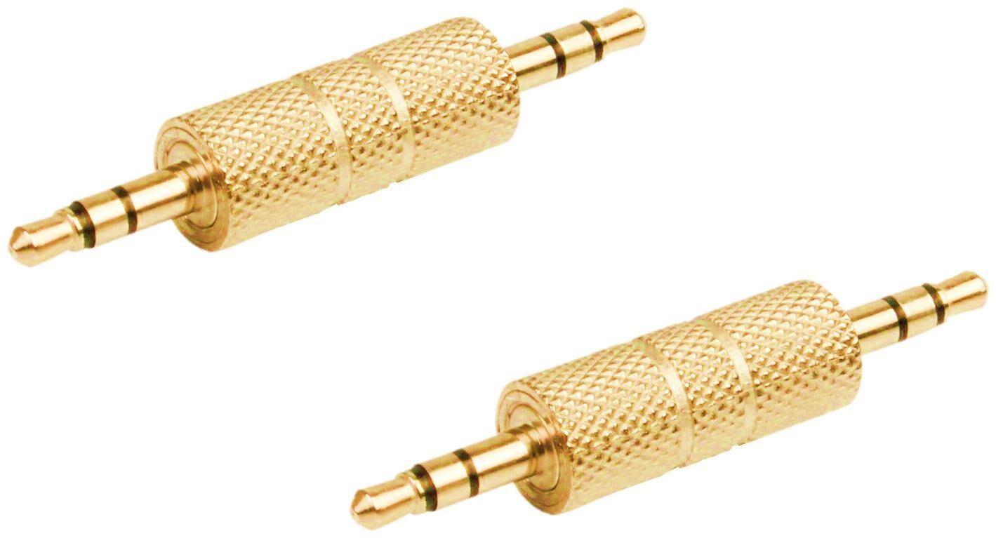 

FEDUS 3 5 mm Male-to Male Plug Stereo Audio Jack Extender Adapter Coupler Connector for Headset Amplifier TV Blue Ray Car Tablet PC Computer and Laptop Pack of 2 (Golden )