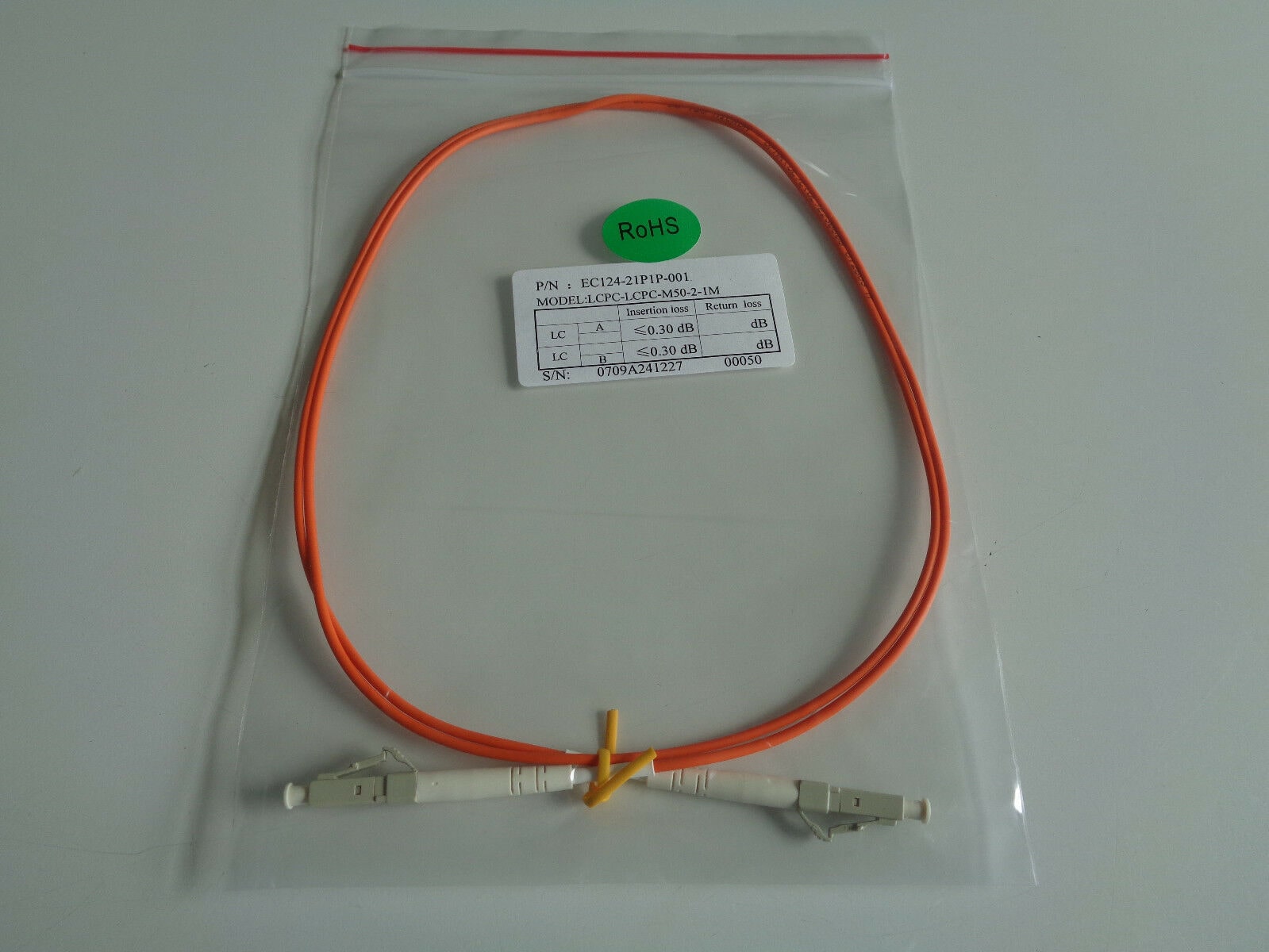 

Fiber Patch Cord Simplex LC PC-LC PC 50 125um 1 Meter New in Bag