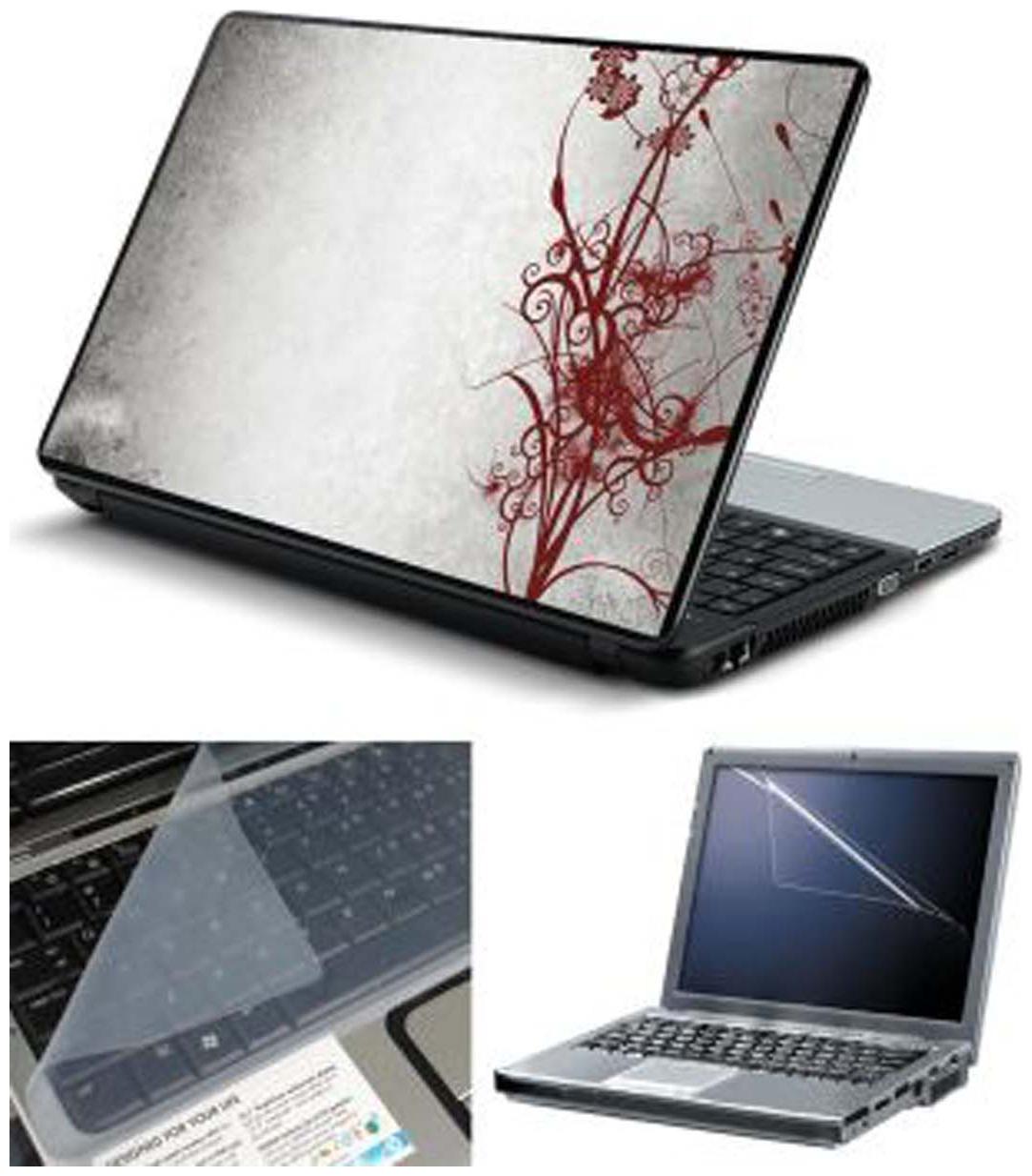 

FineArts Abstract Floral Laptop Skin For 15 6 inch Laptop With Screen Guard Keyboard Protector