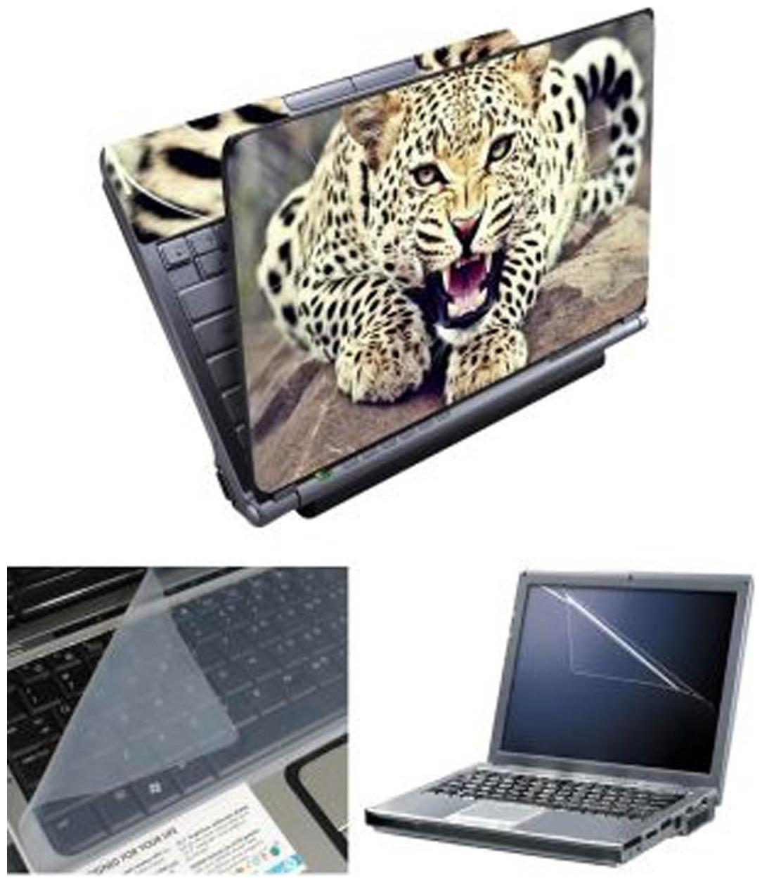 

FineArts Angry Leopard Laptop Skin For 15 6 inch Laptop With Screen Guard keyboard Protector