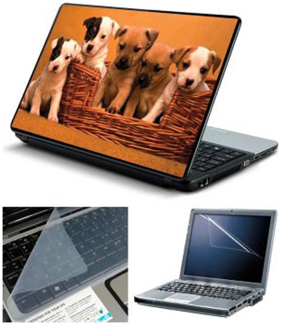 

FineArts Five Cute Dogs Laptop skin For 15 6 inch Laptop Screen Guard keyboard Protector