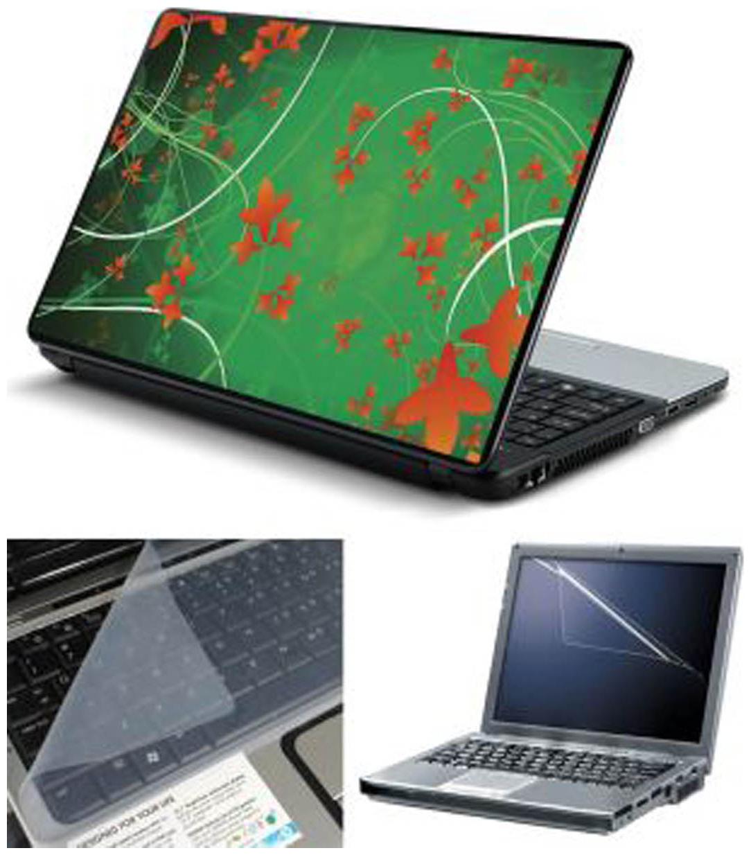 

FineArts Floral Back Laptop Skin For 15 6 inch Laptop With Screen Guard Keyboard Protector